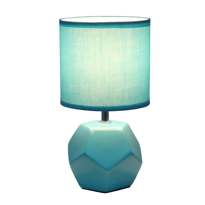 10.24" Modern Geometric Table Lamp with Ceramic Base and Fabric Shade for Bedroom or Office - 5.51"L x 5.51"W x 10.24"H