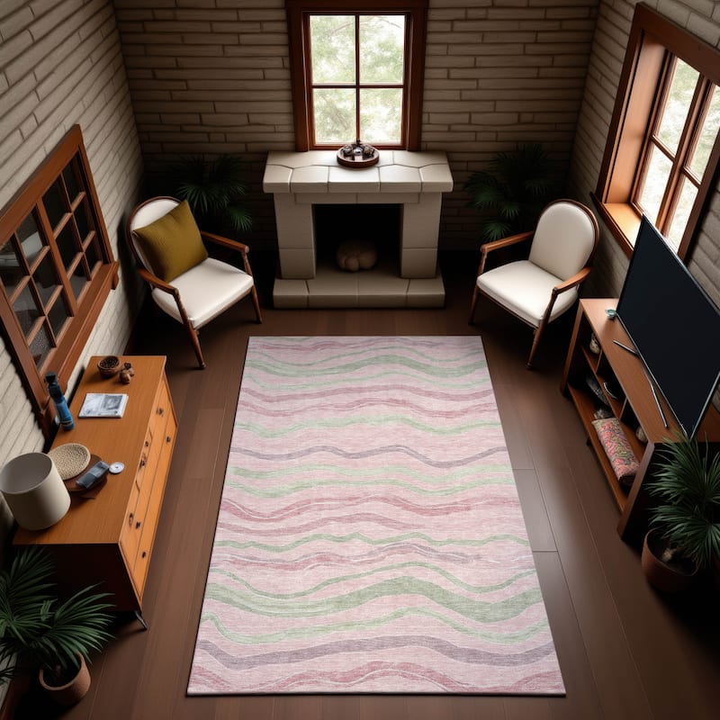 Premium Washable Super Soft Casual Stripes Mayfield Rug - Pink - 10' x 14'