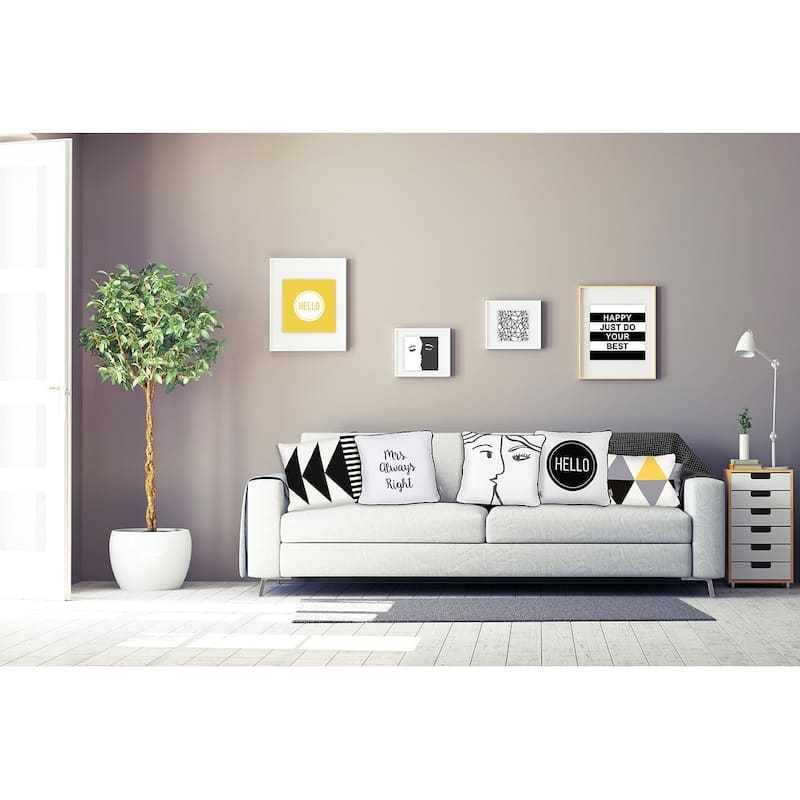 Yellow Scandi Printed Lumbar Pillow Cover 12''x20'' (2 pcs in set)