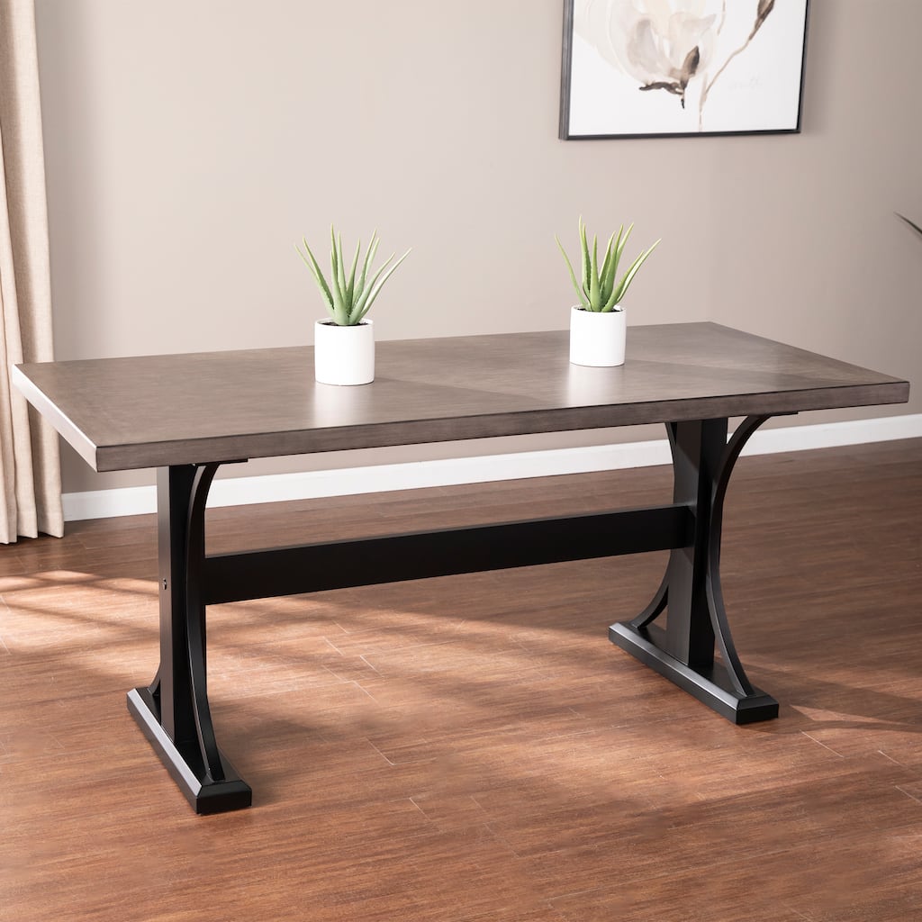 The Gray Barn Bian Transitional Gray Wood Dining Table