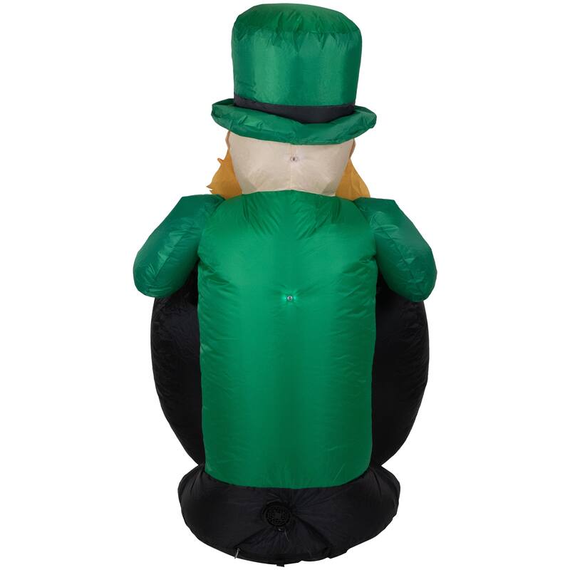 4' Inflatable Lighted Pot of Gold Leprechaun St. Patrick 's Day Decor