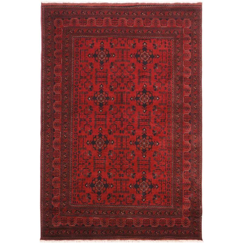 Tribal Biljik Khal Mohammadi Colson Red/Black Rug - 5'9'' x 7'8''