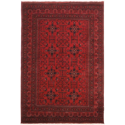 Tribal Biljik Khal Mohammadi Colson Red/Black Rug - 5'9'' x 7'8''