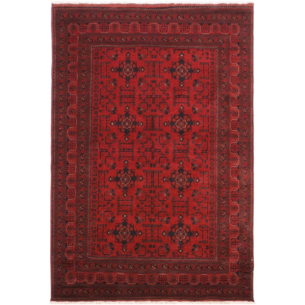 Tribal Biljik Khal Mohammadi Colson Red/Black Rug - 5'9'' x 7'8''