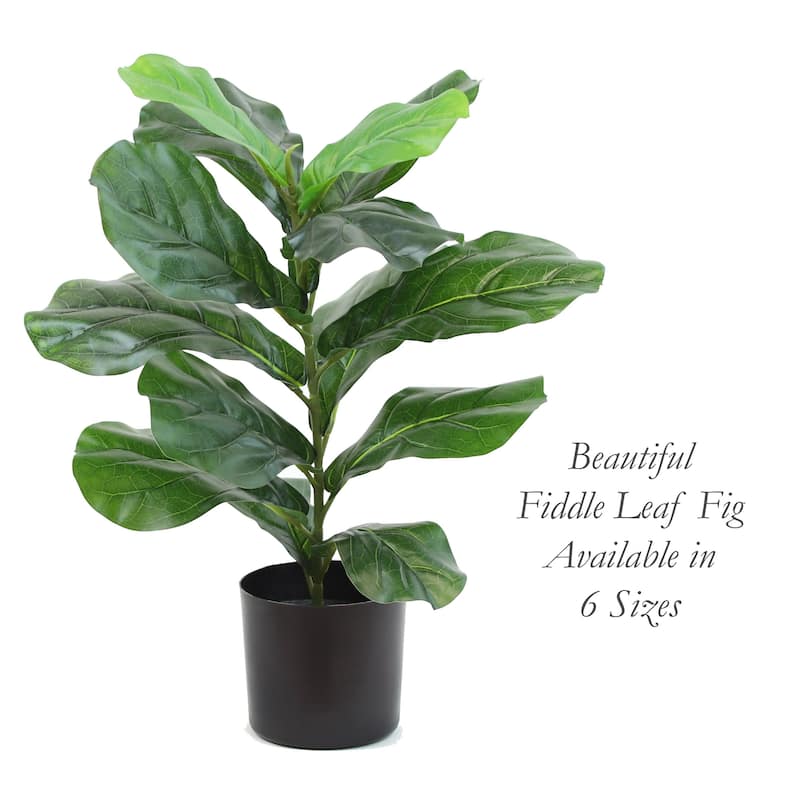 The Mod Greenhouse Faux Green Fiddle Leaf Tree in a Black Matte Planter Pot