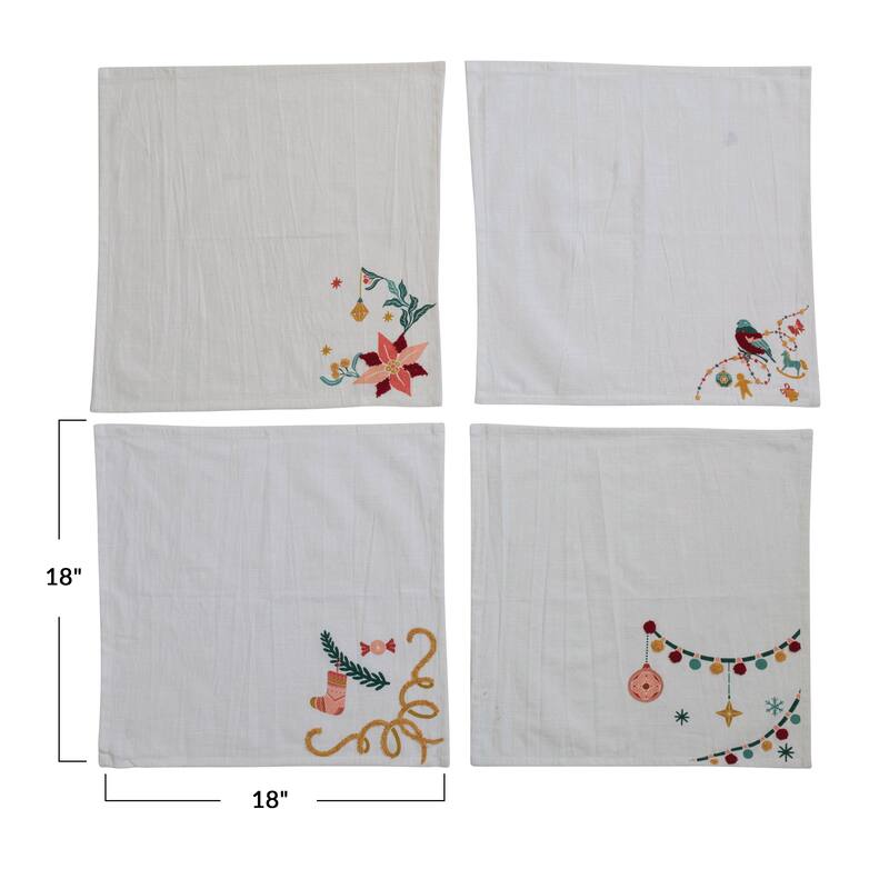 Cotton Slub Printed Napkins with Embroidery Bed Bath & Beyond 39024918