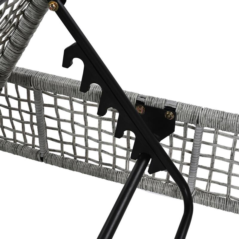 Outdoor Patio Rattan Daybed Sunbed with 5-Position Adjustable Backrest and Wheels