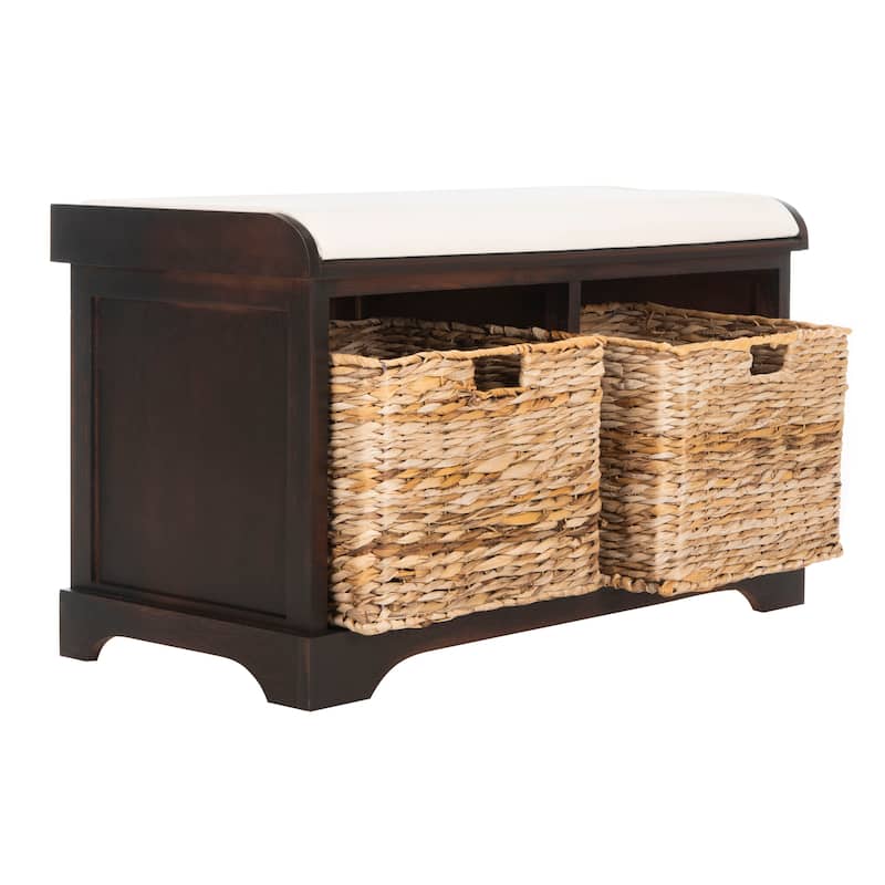 SAFAVIEH Euphemia Brown Woven Storage Basket Bench - 33.5" x 16.1" x 19.9" - 34Wx16Dx20H