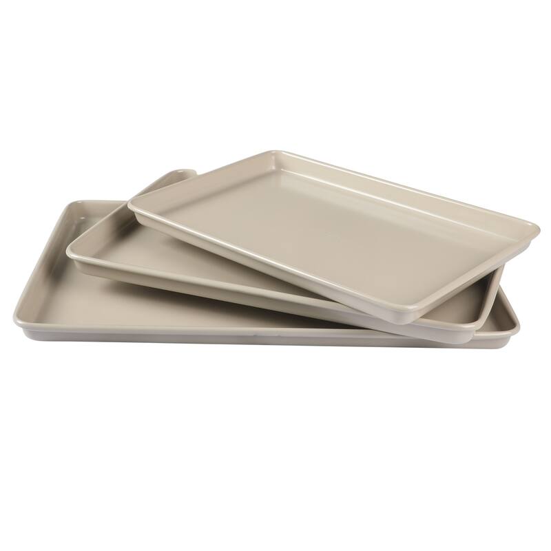 Martha Stewart 3-Piece Cookie Sheet Set - 13", 15", 17" Baking Pans, Ceramic Nonstick, PFA-Free, Carbon Steel