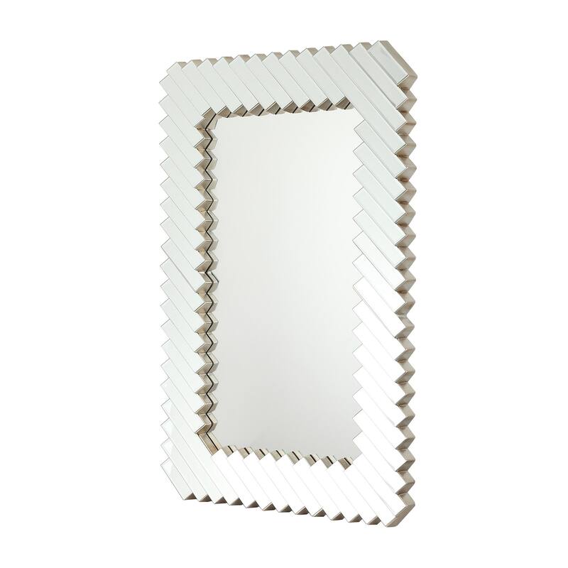 40-in Modern Silver Glass Framed Rectangular Decorative Wall Bathroom Vanity Mirror