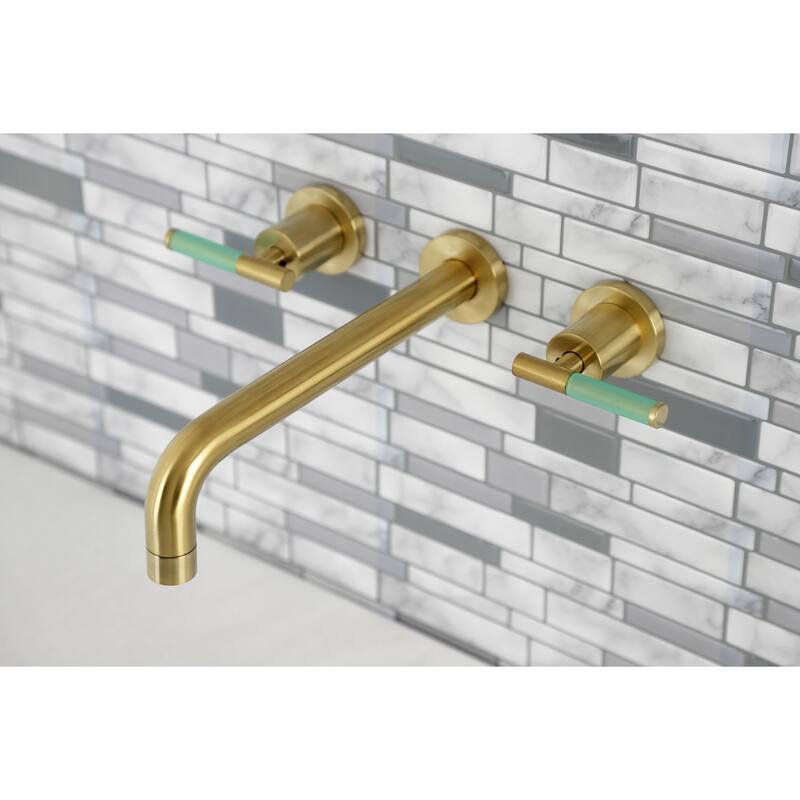 Kaiser Two-Handle Wall Mount Tub Faucet in Polished Brass