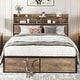 preview thumbnail 13 of 18, Bed Frame with Bookcase Headboard with Charging Station Rustic Maple - Full