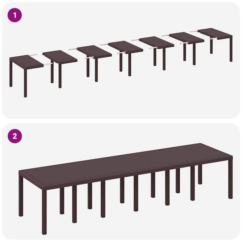 vidaXL Garden Dining Set 1315 pcs Anthracite/Brown Polt rattan - 350 x 100 x 73 cm