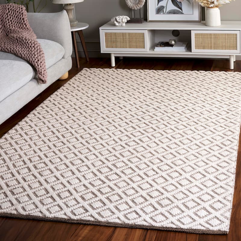 SAFAVIEH Handmade Vermont Latrice Wool Rug - 9' x 12' - Ivory/Brown