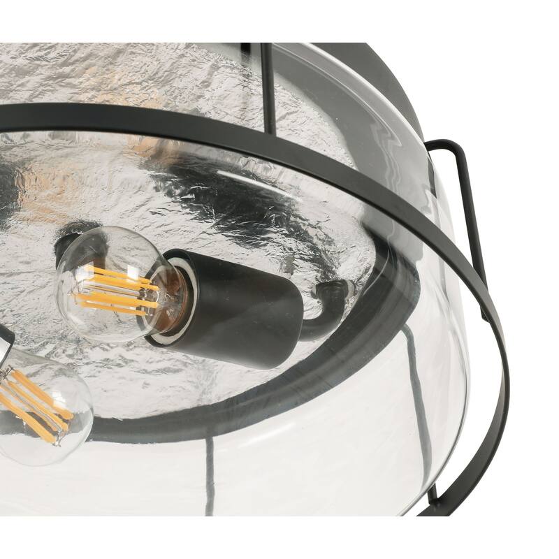 3-Light Black Industrial VIntage Cage Ceiling Light