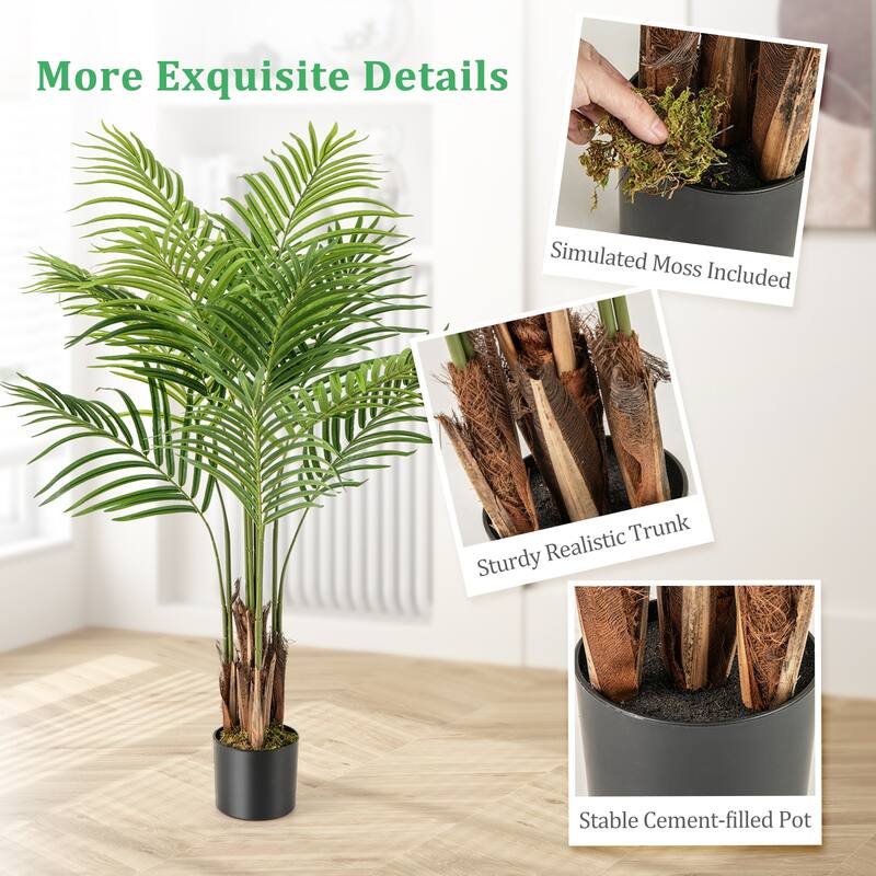 Gymax 4.2 FT Tall Artificial Palm Paradise Plant 2 Pack Large Fake