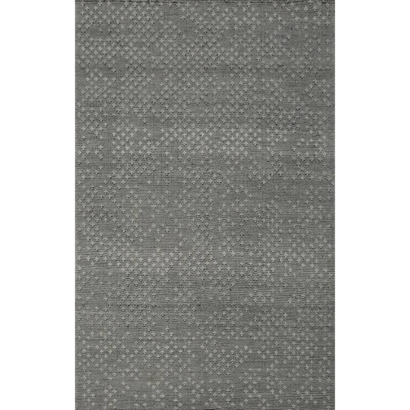 Hand Knotted Oriental 100% Wool Carpet Modern Geometric Greys & Charcoal Modern Gotti Design Area Rug - 9' 10'' X 6' 9''