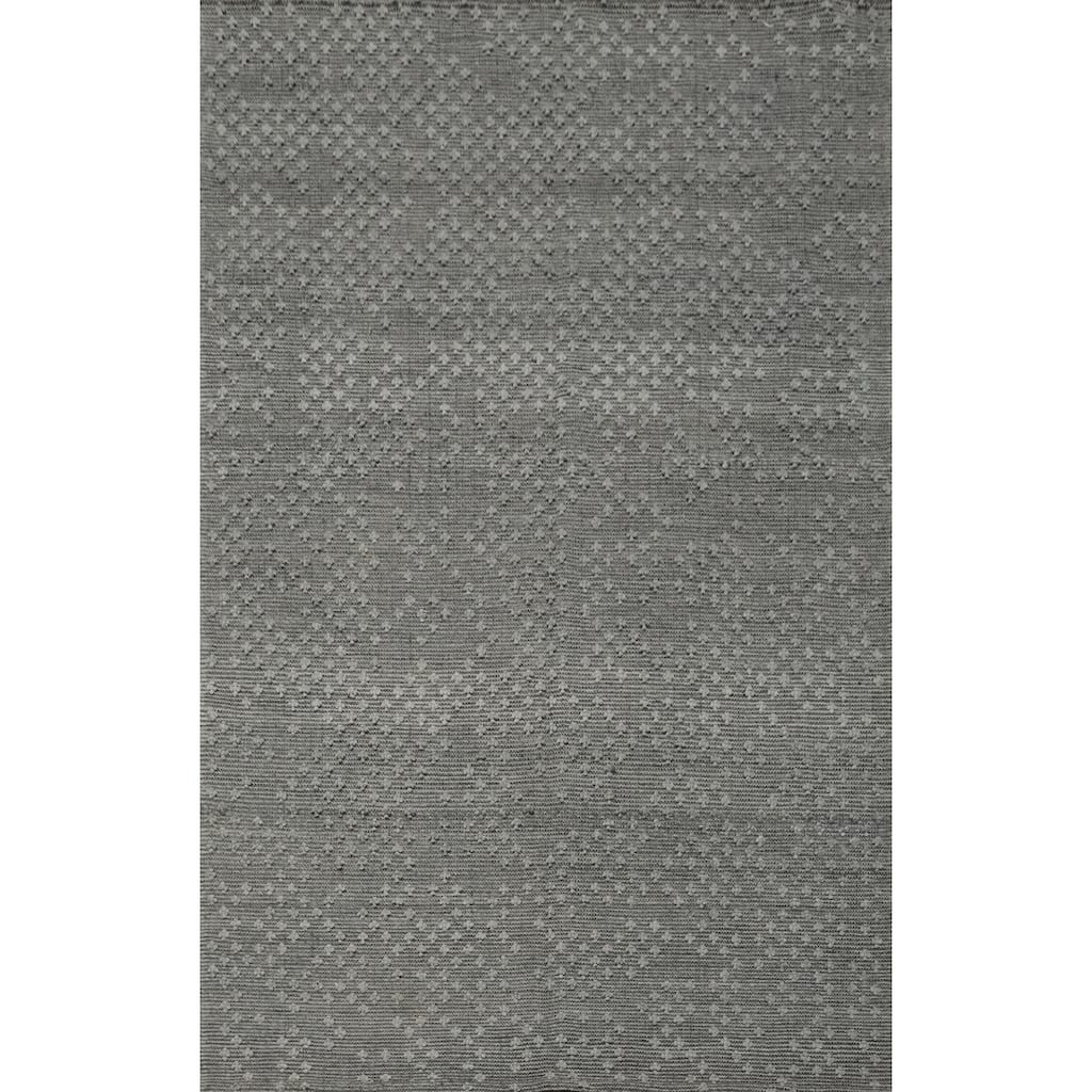 Hand Knotted Oriental 100% Wool Carpet Modern Geometric Greys & Charcoal Modern Gotti Design Area Rug - 9' 10'' X 6' 9''