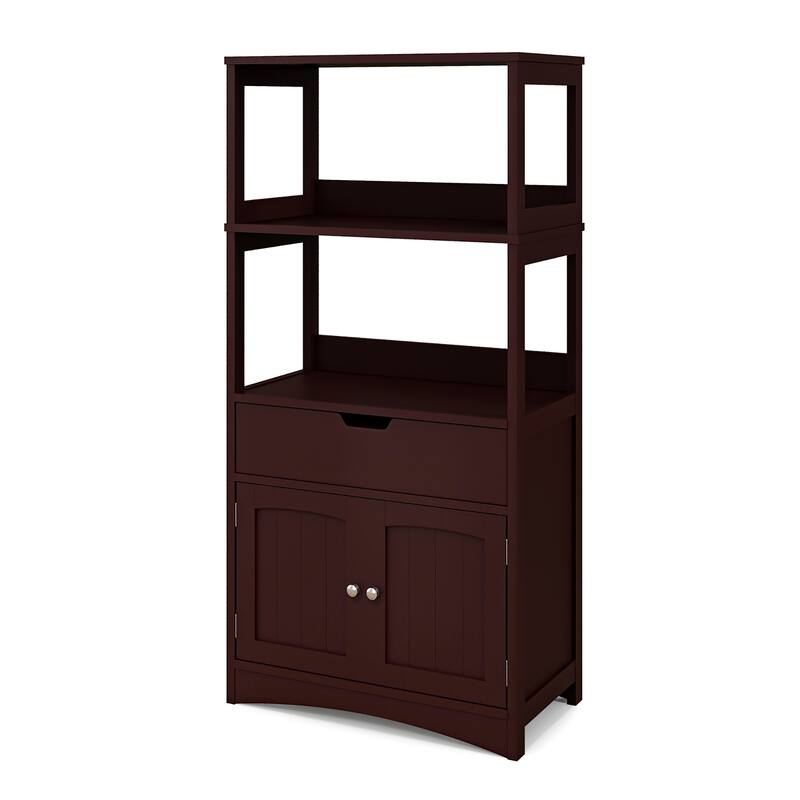 Gymax Bathroom Storage Cabinet w/Drawer Shelf Cupboard Floor Cabinet - See Details