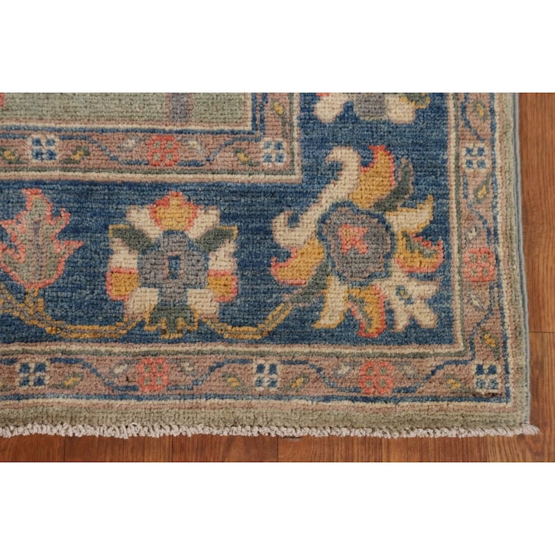 Sage Green Kazak Accent Rug Hand-Knotted Wool Carpet - 3'11" x 5'10"