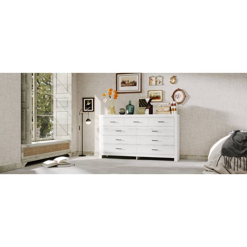 Elegant Wood - grain Nine - drawer Dresser: Spacious Storage, Modern Design & Quality Details