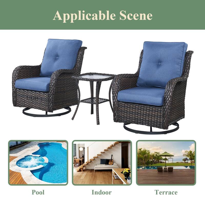 Gymojoy Patio Swivel Chair Rocking Chair Set Weather-resistance