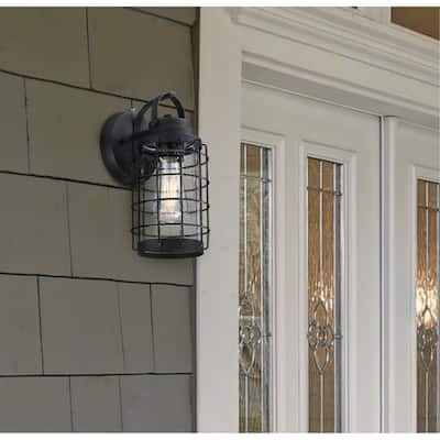Westinghouse Lighting Jupiter Point One Light Outdoor Wall Fixture with Dusk to Dawn Sensor, Clear Seeded Glass - 1-Light