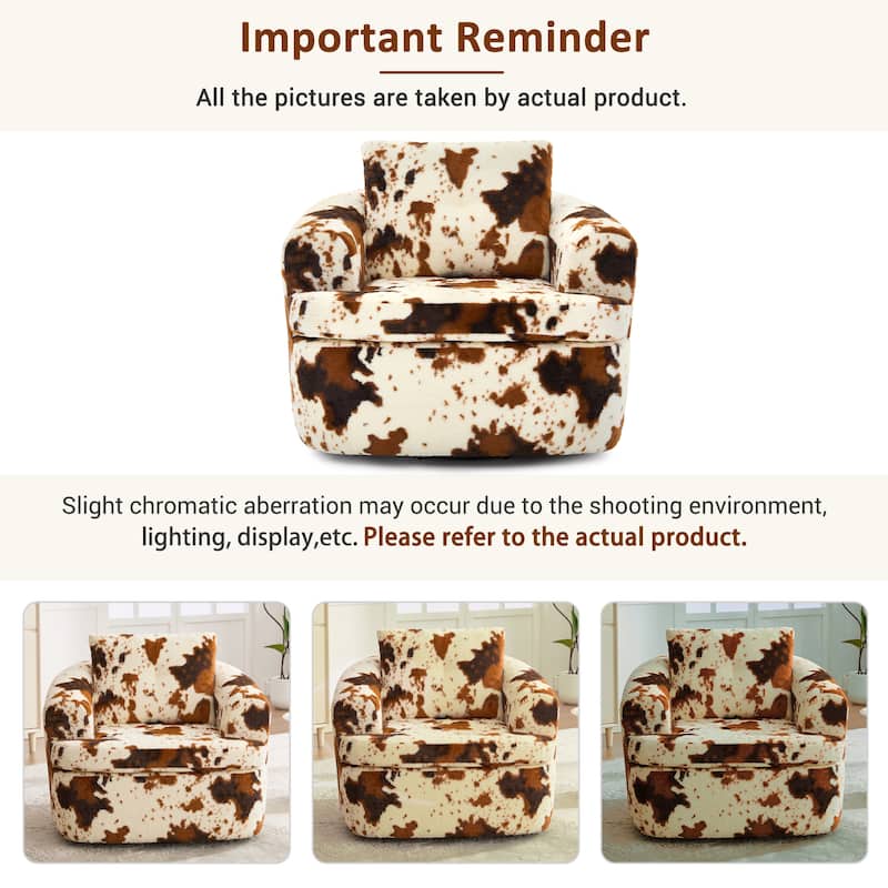 360°Swivel Sofa Chair Accent Barrel Chair 36.6" Swivel Round Chair with Dual-layer Cushion Design for Living Room