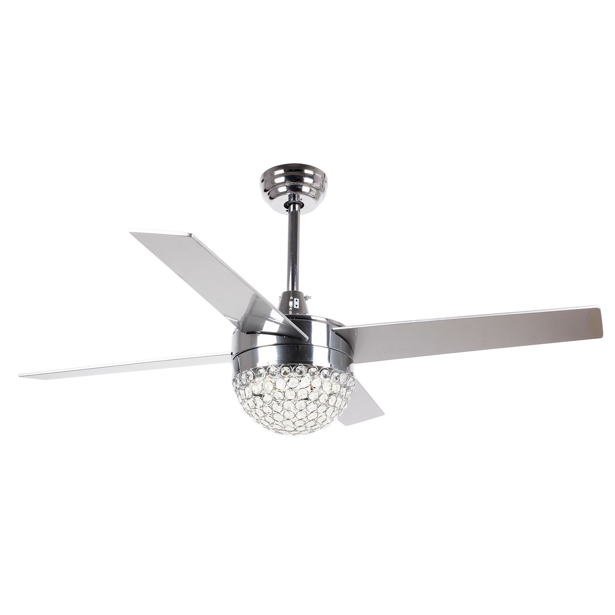 Modern Chrome Crystal 48 Inch 4 Blades Ceiling Fan With Remote 48