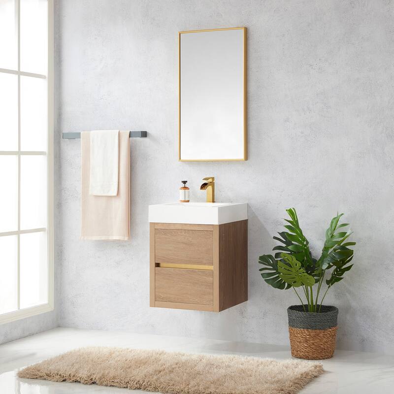 Palencia 18" Single Floating Vanity with White Sink Top and Mirror - 18in.