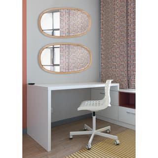 Allan Andrews Oval Beveled Wall Mirror with Polished Wood Frame - 26"H x 15.75"W