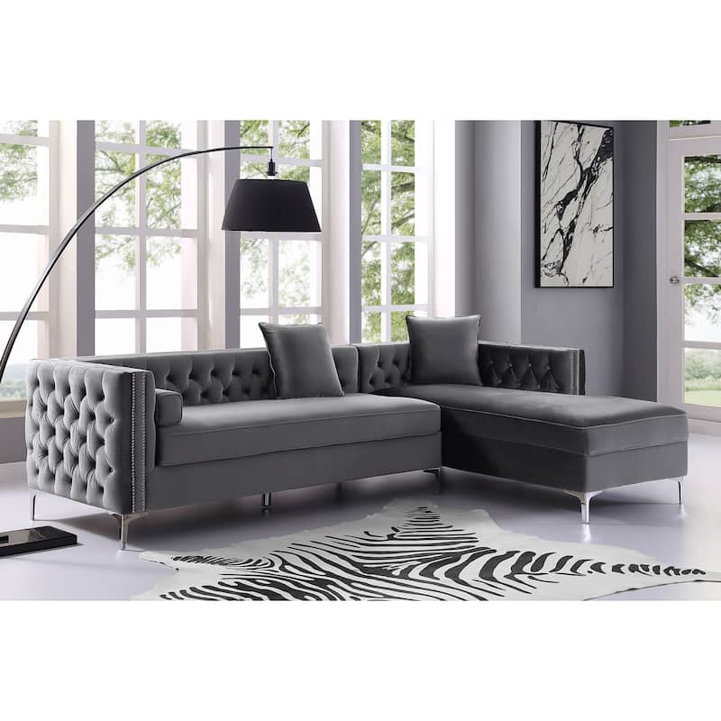 Dante Velvet Chaise Sectional Sofa