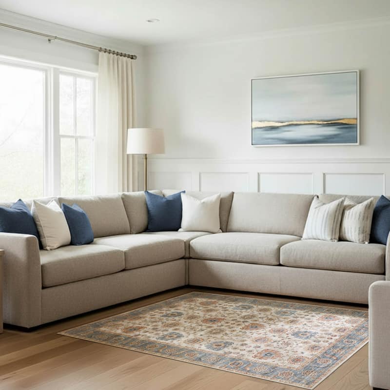 Wyatt & Ash Dream Mink Printed Chenille Rugs - Neutral - 6' 6" x 9' 6"