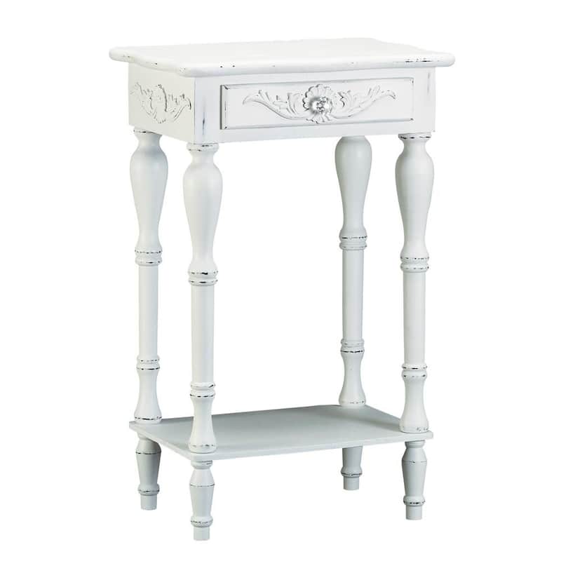 Distressed White Wood Accent Table - 17 3/4" x 13" x 28" high.