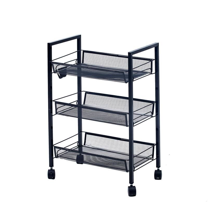 Porthos Home Cason 3-tier Organization And Storage Utility Cart - Black