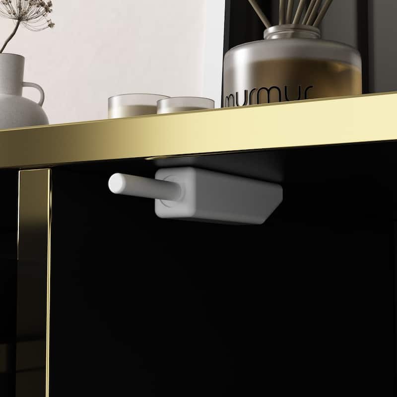 Timechee 4 Doors Kitchen Sideboard 2 Top Drawers Accent Storage Cabinet