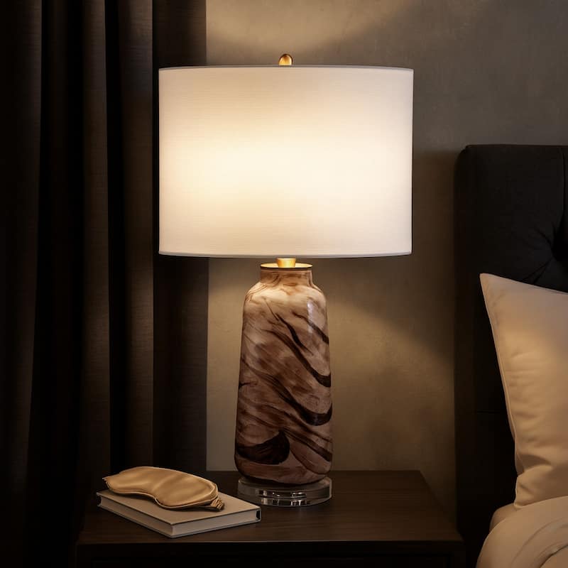 Decorative Pattern Glass Table Lamp - Desk Lighting for Small Areas - 29.0"