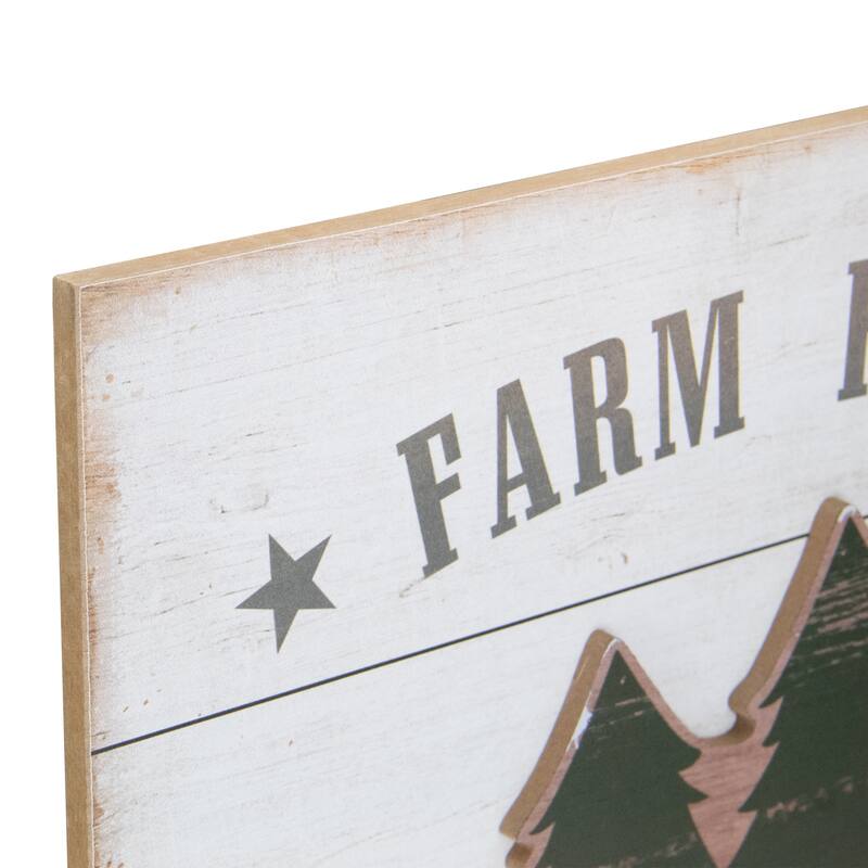 16" White Washed Farm Fresh Christmas Trees Wooden Wall Sign - other-frame-size