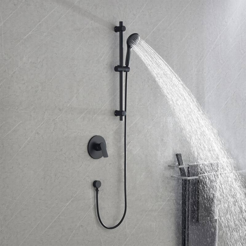 Wall Mount Shower Faucet with Hand Shower Brass Complete Shower System with Slide Bar Valve Included
