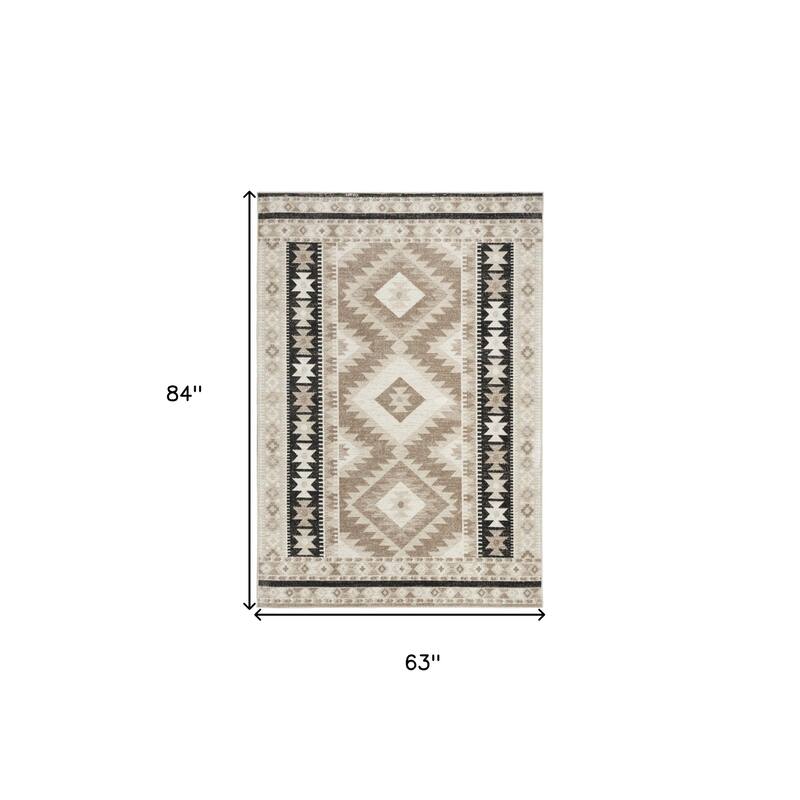 HomeRootsGeometric Bohemian Rectangle Area Rug - 84' X '63' X '0.25