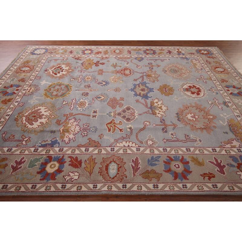 Blue Oushak Indian Area Rug Hand-Knotted Wool Carpet - 7'11"x 10'0"