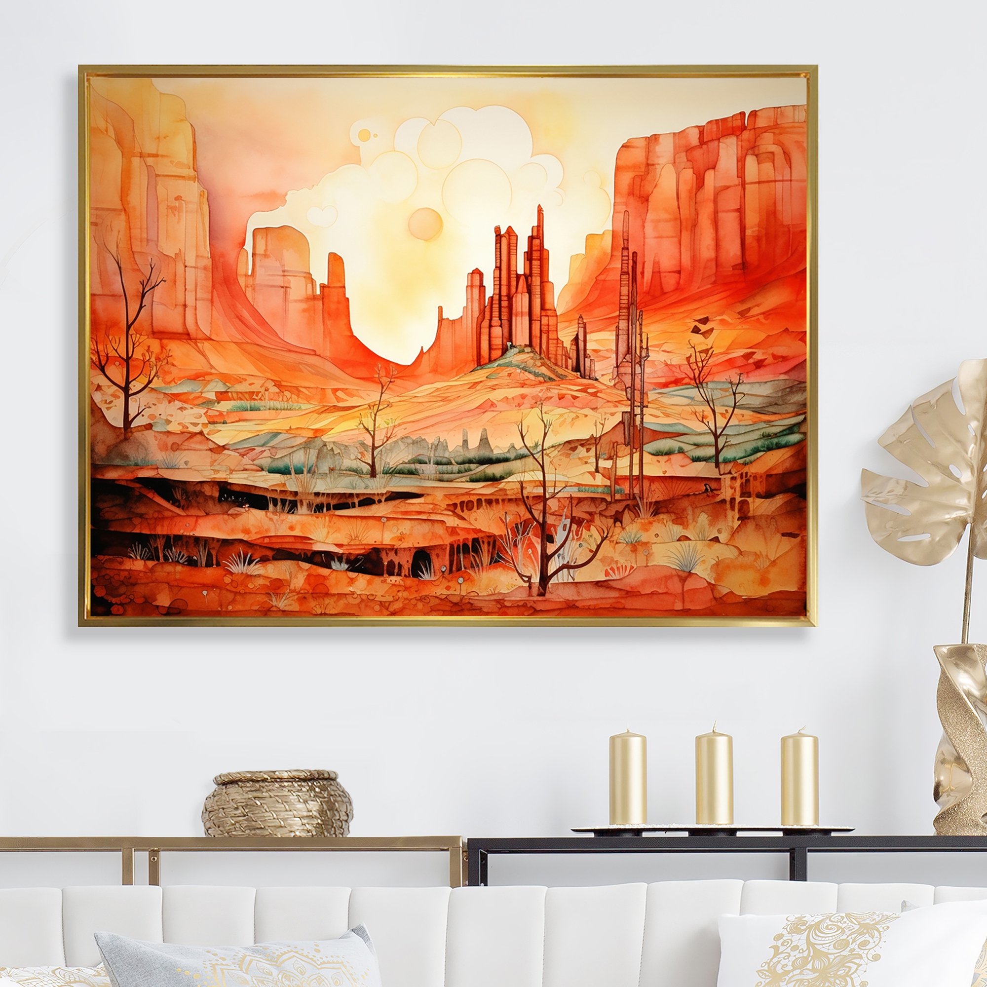 Design Art Native Navajo Landscape I Format Gold Floater Framed
