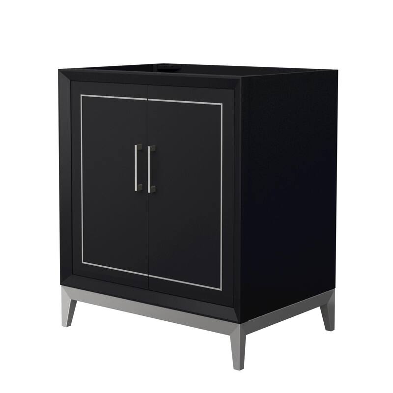 Wyndham Collection WCH515130S-CXSXX-MXX Marlena 30" Single Free - Black / Brushed Nickel Hardware