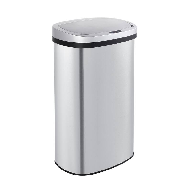 Innovaze 15.6 Gal./60 Liter Stainless Steel Oval Motion Sensor Trash Can for Kitchen - Silver
