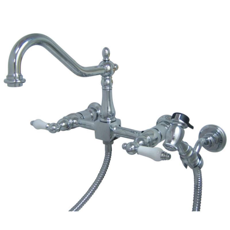 Kingston Brass Heritage 1.8 GPM Wall Mounted Widespread Bridge Kitchen