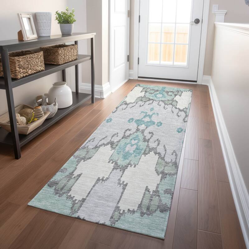 Premium Washable Super Soft Boho Ikat Mayfield Rug - Mint - 2' 3" x 7' 6" - Runner