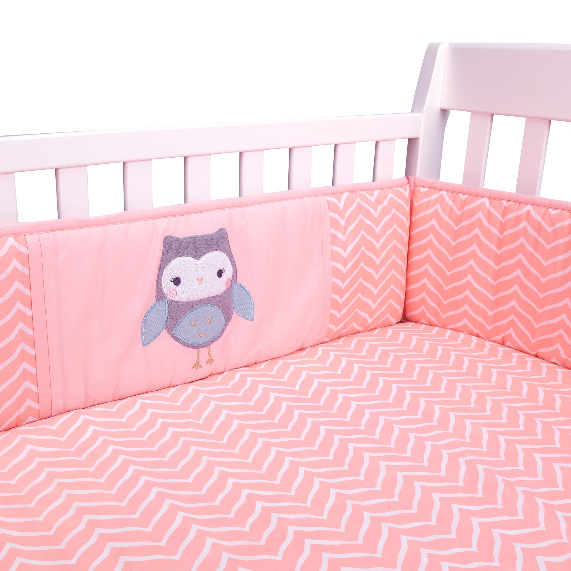 Shop Lambs Ivy Sweet Owl Dreams Pink Chevron 4 Piece Baby Crib