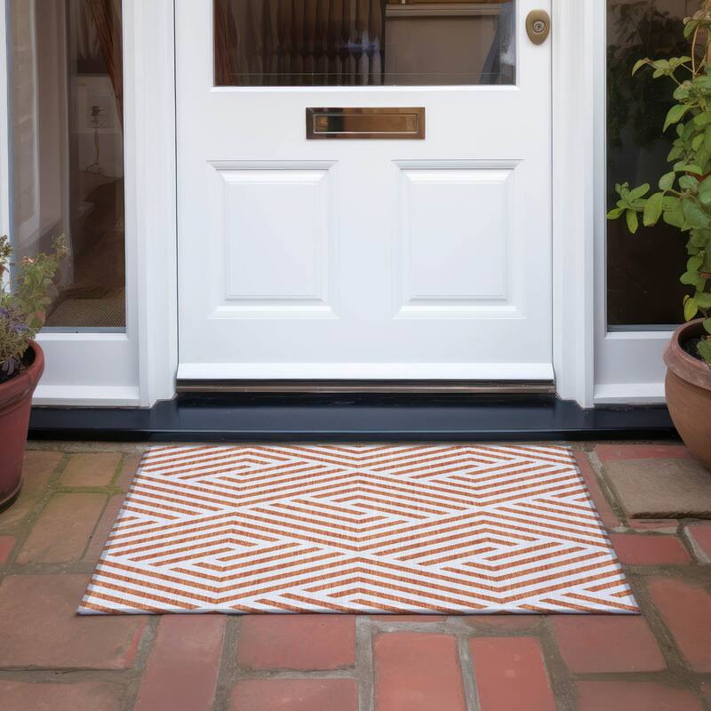 Mave Abstract Shapes Weather Resistant Classic Meets Modern Outdoor Rug