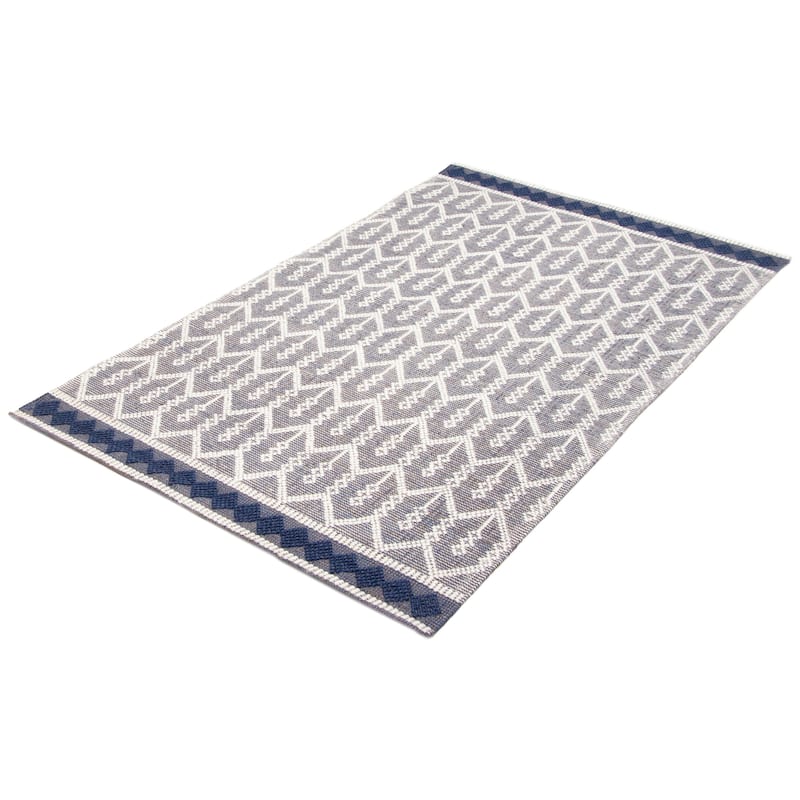 ECARPETGALLERY Braid weave Sienna Navy Wool Rug - 5'0 x 8'3