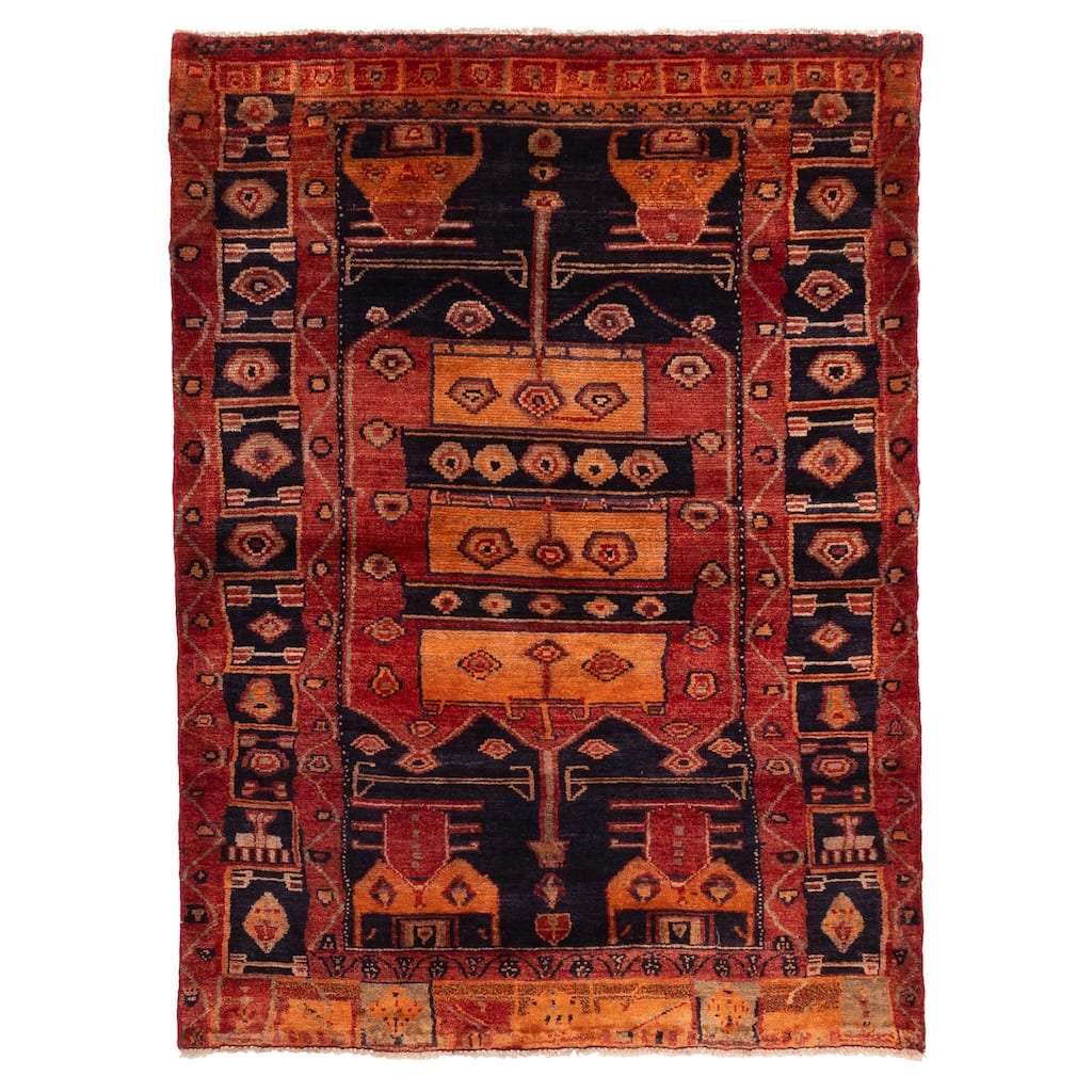 ECARPETGALLERY Hand-knotted Konya Anatolian Navy, Red Wool Rug - 4'5 x 6'0